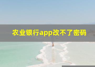 农业银行app改不了密码