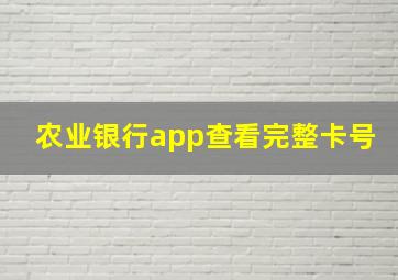 农业银行app查看完整卡号