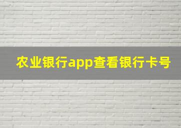 农业银行app查看银行卡号