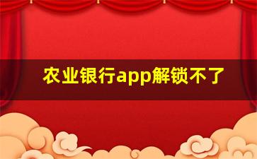 农业银行app解锁不了