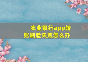 农业银行app转账刷脸失败怎么办