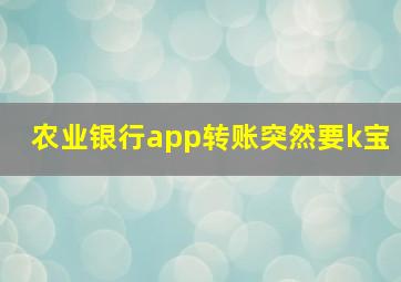 农业银行app转账突然要k宝