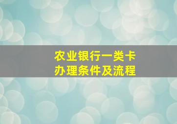 农业银行一类卡办理条件及流程