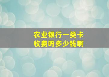 农业银行一类卡收费吗多少钱啊