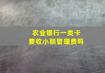 农业银行一类卡要收小额管理费吗