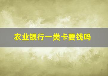 农业银行一类卡要钱吗