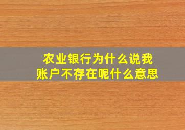 农业银行为什么说我账户不存在呢什么意思