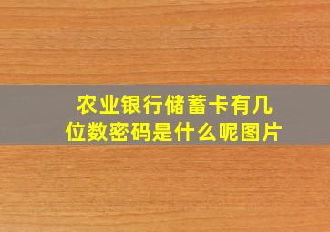 农业银行储蓄卡有几位数密码是什么呢图片