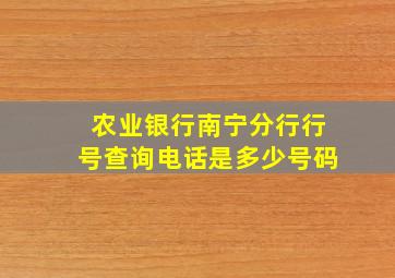 农业银行南宁分行行号查询电话是多少号码