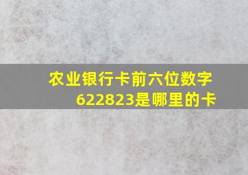 农业银行卡前六位数字622823是哪里的卡