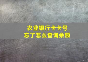 农业银行卡卡号忘了怎么查询余额