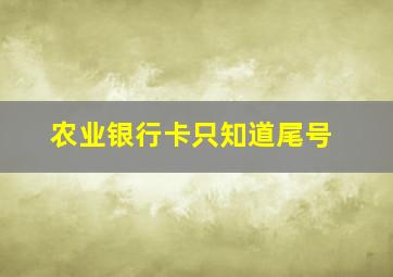 农业银行卡只知道尾号