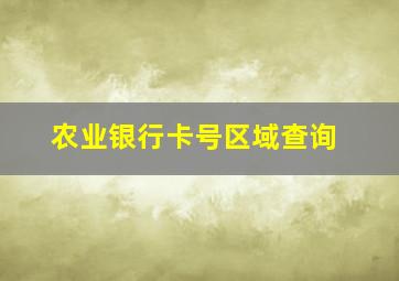 农业银行卡号区域查询