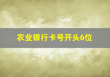 农业银行卡号开头6位