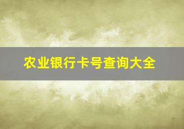 农业银行卡号查询大全