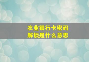 农业银行卡密码解锁是什么意思