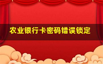 农业银行卡密码错误锁定