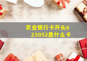 农业银行卡开头623052是什么卡