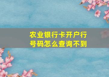 农业银行卡开户行号码怎么查询不到