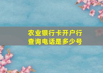 农业银行卡开户行查询电话是多少号