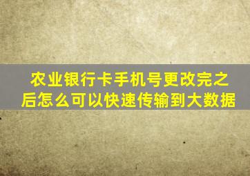 农业银行卡手机号更改完之后怎么可以快速传输到大数据