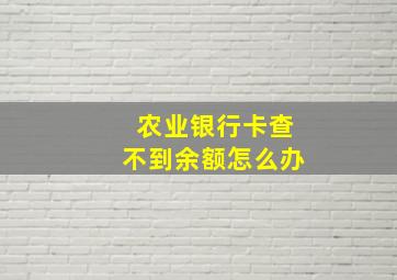 农业银行卡查不到余额怎么办