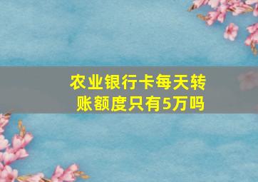 农业银行卡每天转账额度只有5万吗