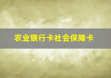 农业银行卡社会保障卡