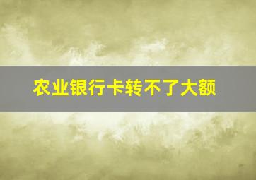 农业银行卡转不了大额