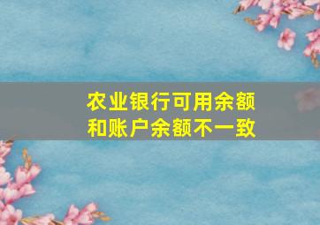 农业银行可用余额和账户余额不一致