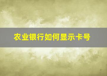 农业银行如何显示卡号