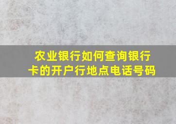 农业银行如何查询银行卡的开户行地点电话号码