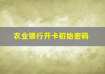 农业银行开卡初始密码