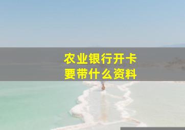 农业银行开卡要带什么资料