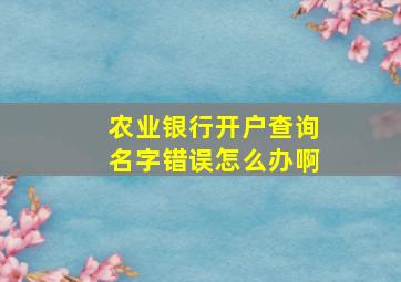 农业银行开户查询名字错误怎么办啊