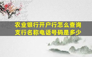 农业银行开户行怎么查询支行名称电话号码是多少