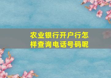 农业银行开户行怎样查询电话号码呢