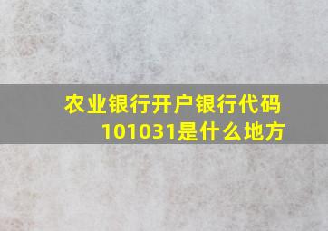 农业银行开户银行代码101031是什么地方