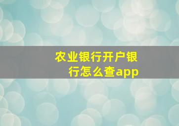 农业银行开户银行怎么查app