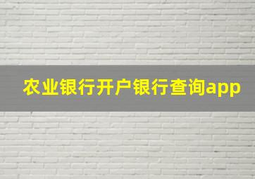 农业银行开户银行查询app