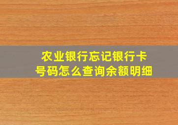 农业银行忘记银行卡号码怎么查询余额明细