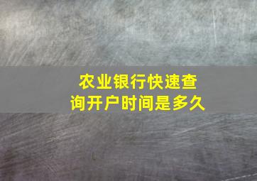 农业银行快速查询开户时间是多久