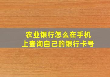 农业银行怎么在手机上查询自己的银行卡号