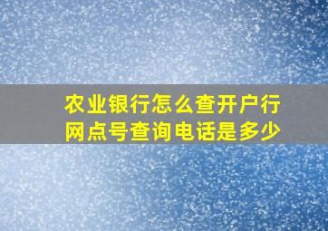 农业银行怎么查开户行网点号查询电话是多少