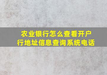 农业银行怎么查看开户行地址信息查询系统电话