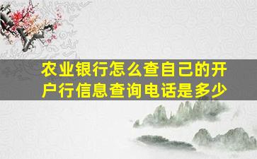 农业银行怎么查自己的开户行信息查询电话是多少