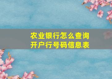 农业银行怎么查询开户行号码信息表