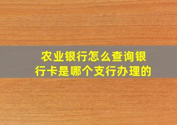 农业银行怎么查询银行卡是哪个支行办理的