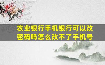 农业银行手机银行可以改密码吗怎么改不了手机号