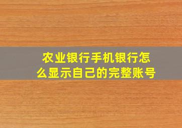 农业银行手机银行怎么显示自己的完整账号